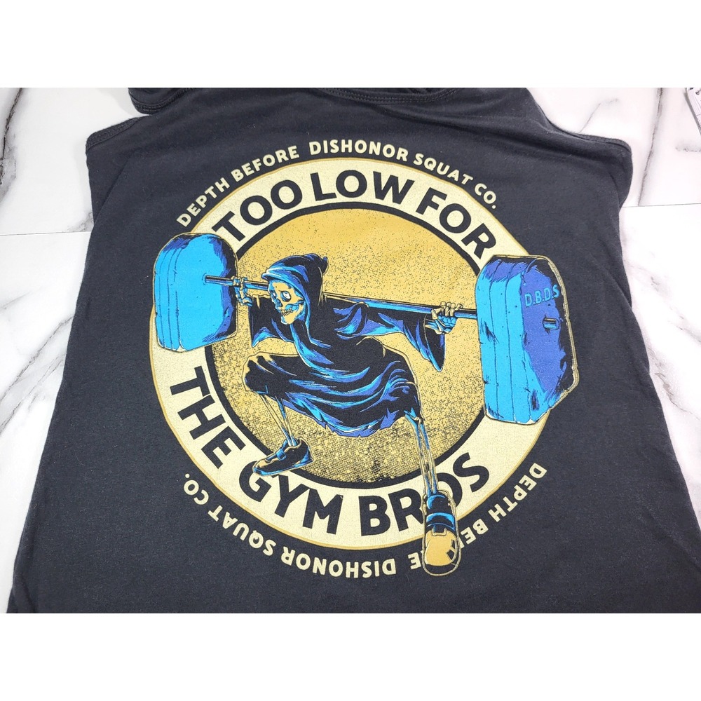 Depth Before Dishonor Squat Co Mens Black Too Low For The Gym Bros Tank Top LRG